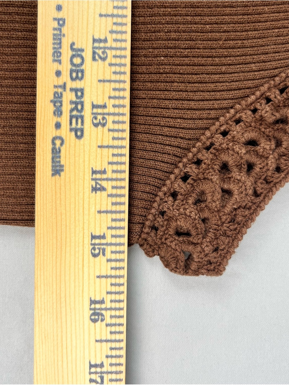 Vintage Y2K Grace Elements Brown Ribbed Tank Crochet Trim Bohemian Cottagecore - Picture 7 of 8